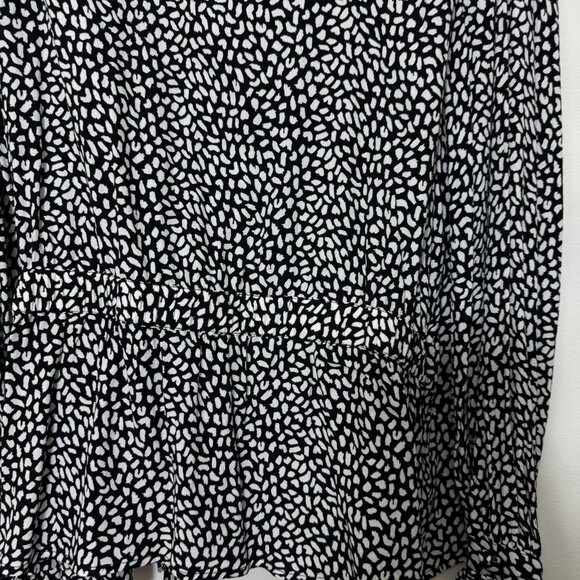 Talbots Women’s Faux Wrap Blouse Size XL Black White Long Sleeve New - Picture 5 of 9